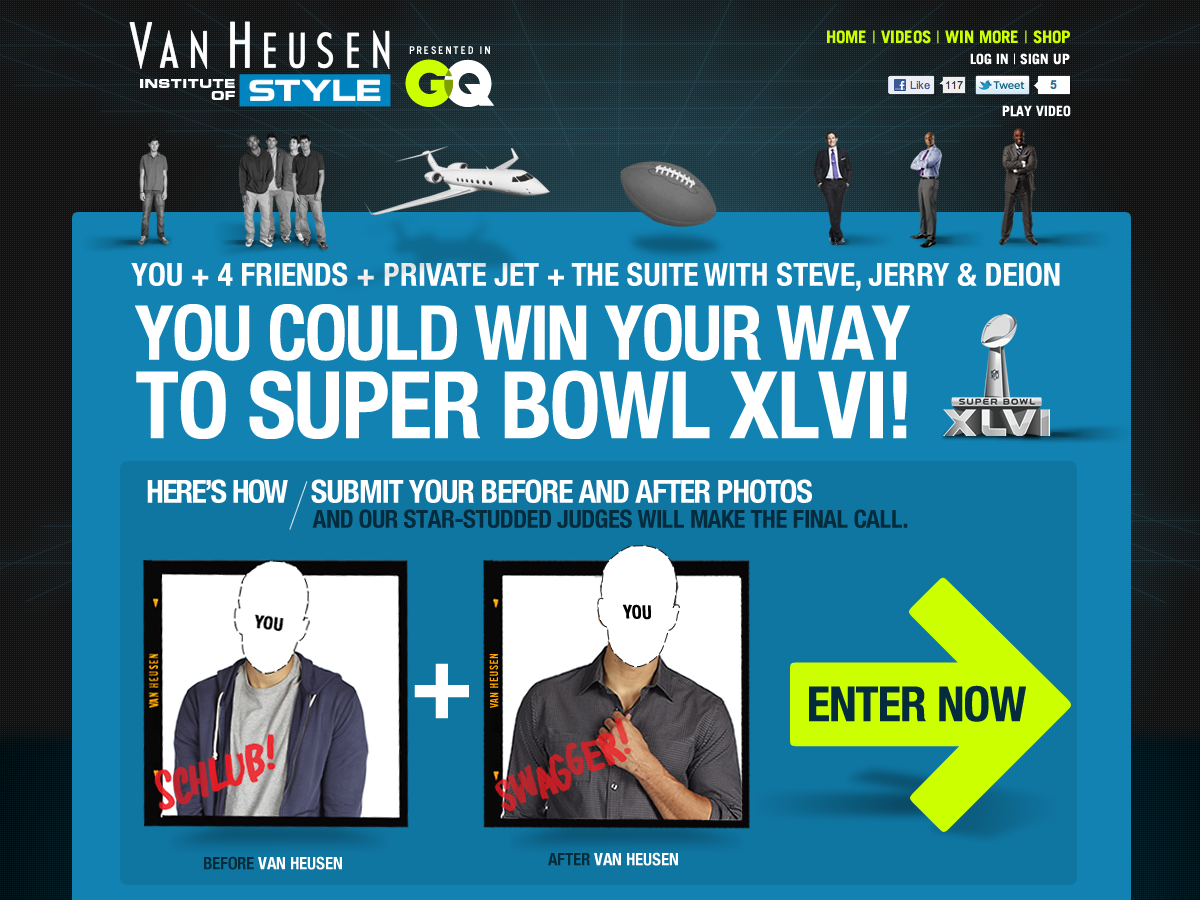 Van Heusen Institute of Style sweepstakes website.